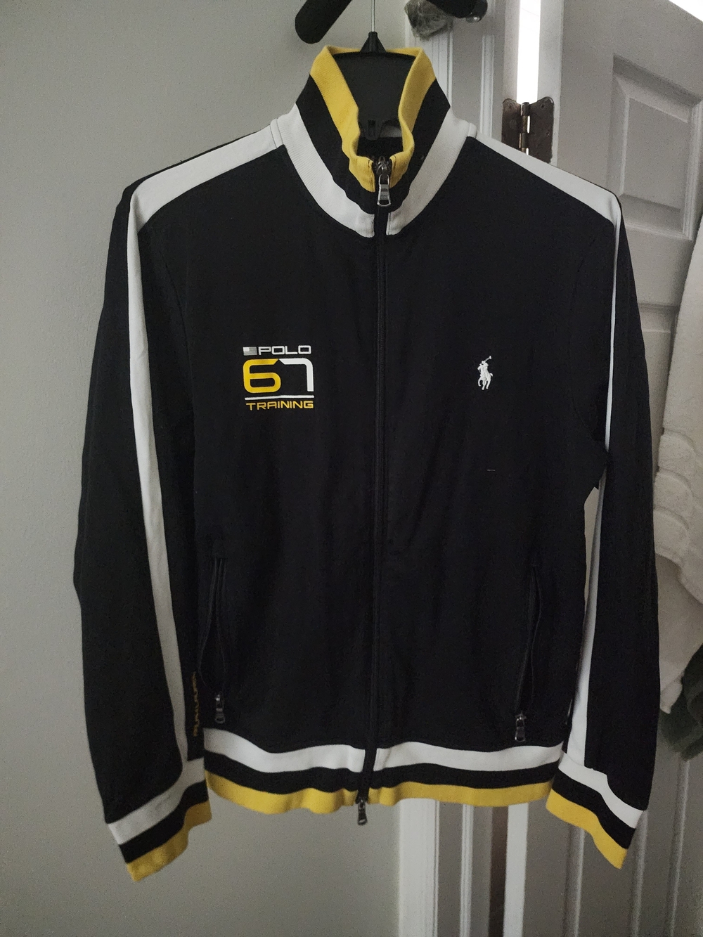 Polo by Ralph Lauren Black, White & Yellow Training Track Jacket. S-M